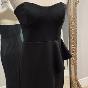 Lulu's Black Strapless Peplum Dress
